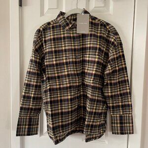 New Everlane The Boxy Plaid Flannel Top Shirt Size S Small